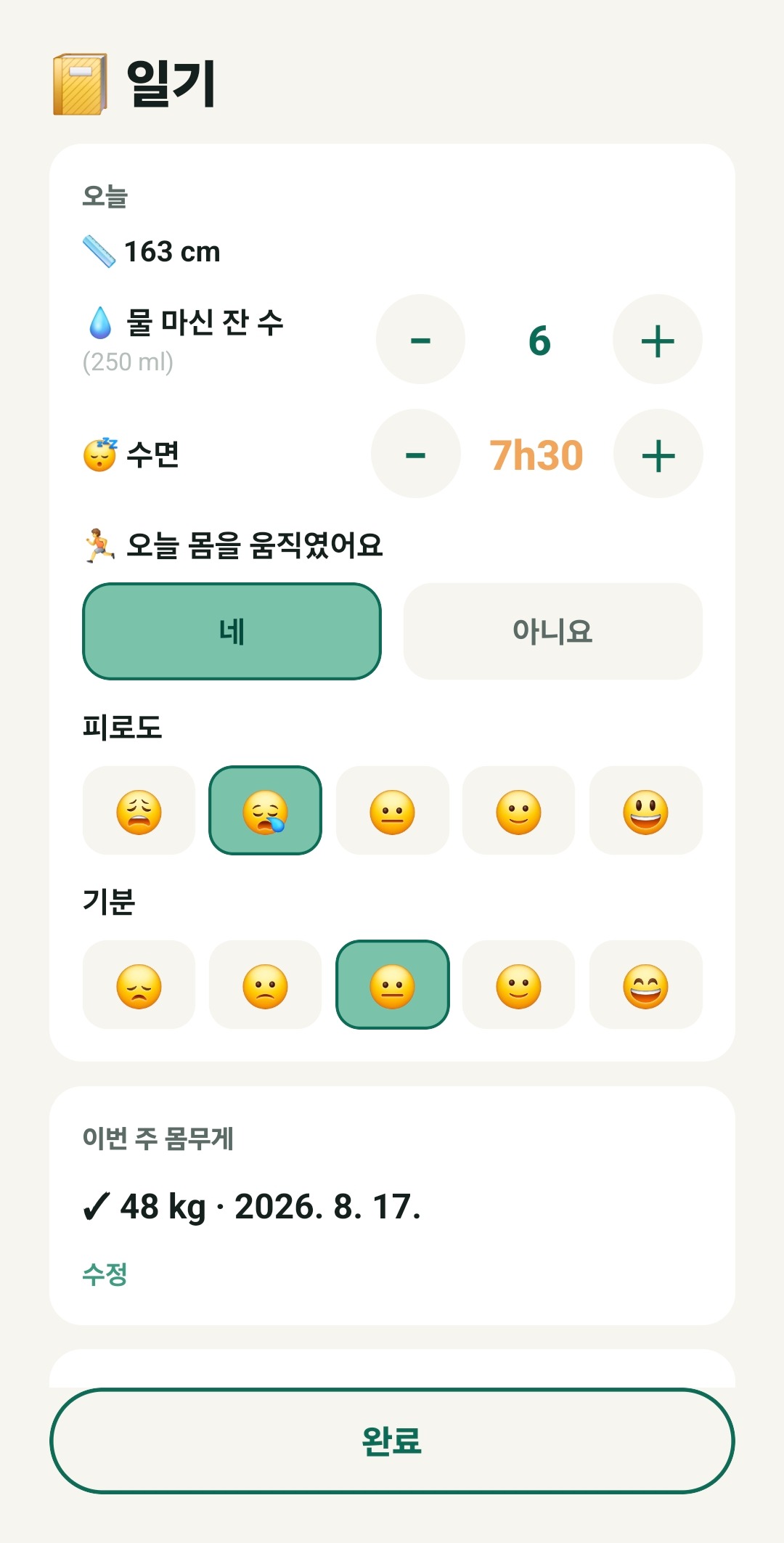 TallUp 기록 화면