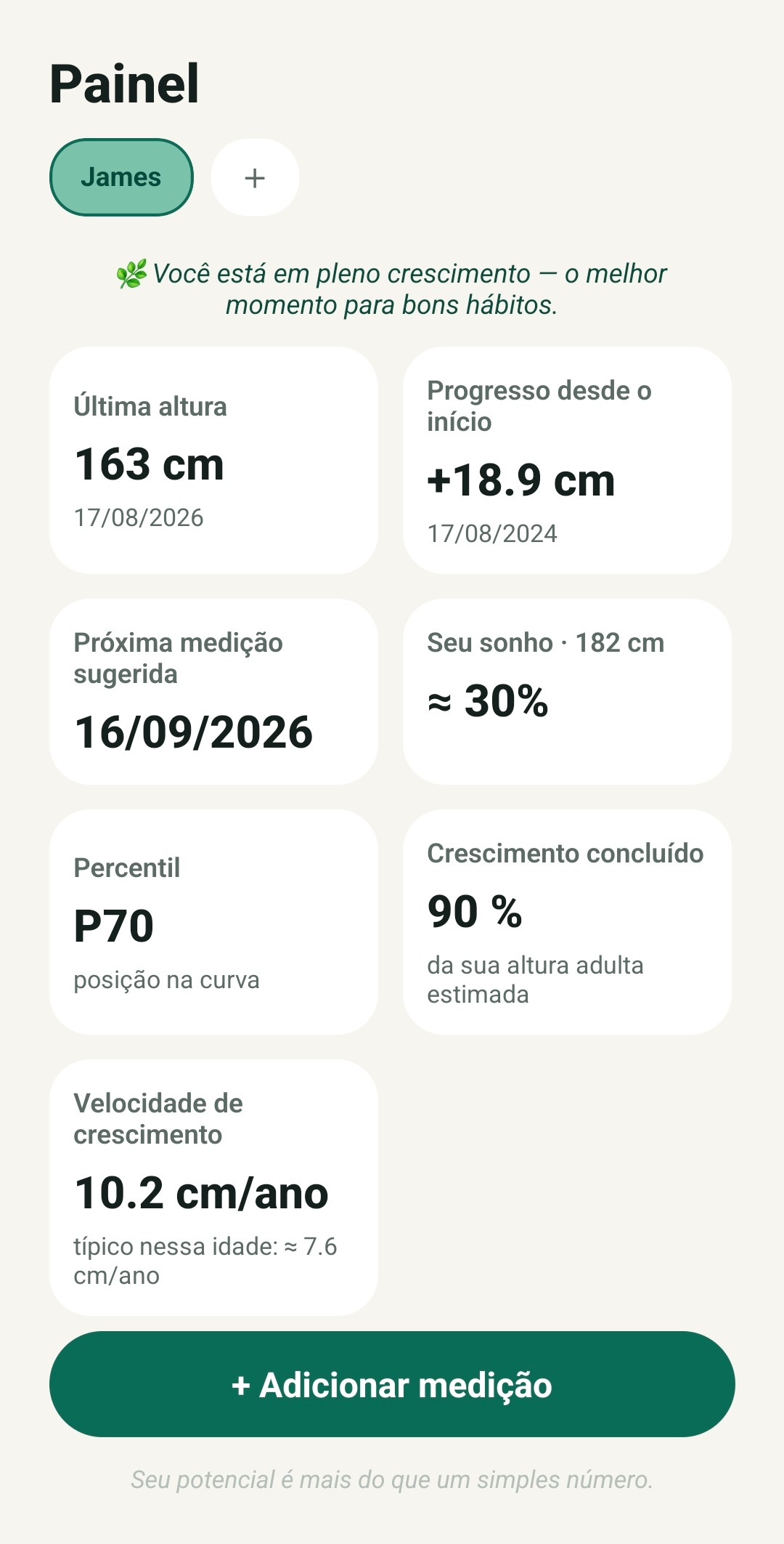 Tela de estatísticas TallUp